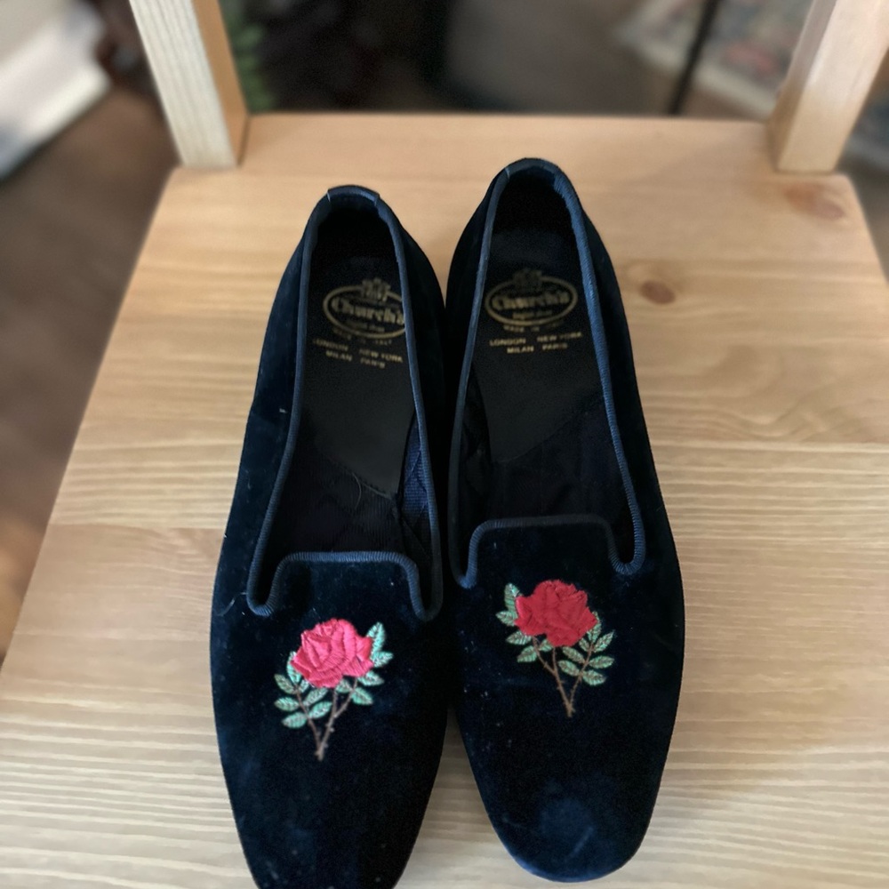Church's Black Sovereign Rose Velvet Loafers - Picture 3 of 6